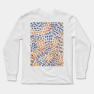 Watercolor dotted lines - orange and blue Long Sleeve T-Shirt